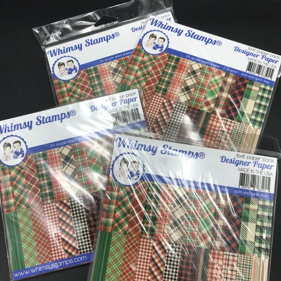 4 Whimsy Stamps Designer Paper Pad 6x6 Tartan WSDP27 Christmas New In Package - Picture 1 of 7